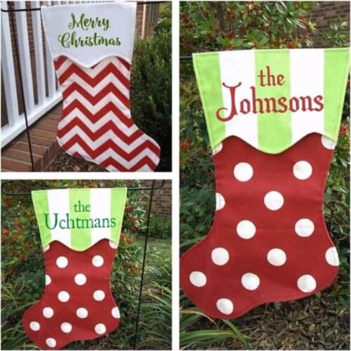 100pcs/lot free shipping high quality decoration Christmas stocking garden flag wholesale monogram popular Christmas gift