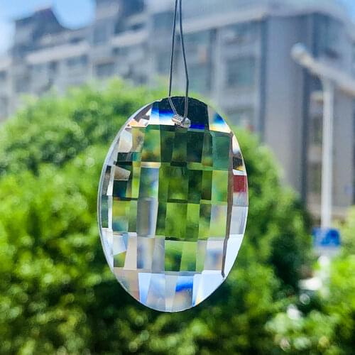 2PCS Oval Egg Shape Rhombus Crystal Prism Chandelier Sunlight Catcher Rainbow DIY Curtain Lighting Necklace Making Accessories