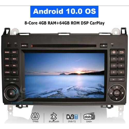 7" Android 10.0 DVD Car Radio DAB GPS Navigation Autoradio For Mercedes Benz A-Class W169 -Class W245 Sprinter W639