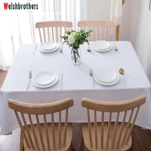 Free Shipping White Solid Color Fabric 100% Cotton and Linen Personalized Wedding Tablecloth Round Tablecloth Square Tablecloth
