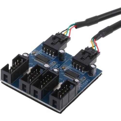 PC Case Internal 9-Pin USB 2.0 Male 1 To 4 Female Splitter PCB Chipset Extender