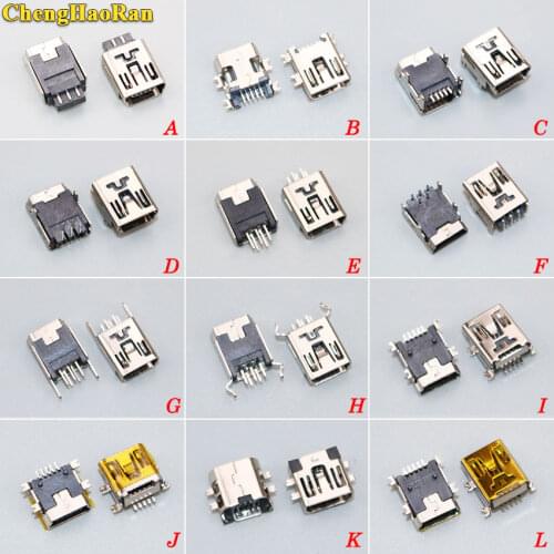 ChengHaoRan 1pcs Mini USB jack Type B Female 5 Pin SMT SMD Socket Connector charging port repair parts