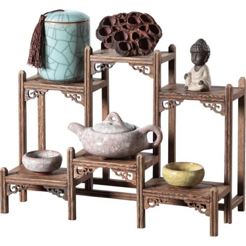 Black Chicken Winged Wood Bogu Frame Redwood Wooden Wenwan Display Rack Office Furniture Craft Decoration Home Decor