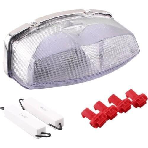 E-Mark Integrated Taillight LED Motorcycle Rear Tail Brake Light Turn Signal Stop Lamp For KAWASAKI NINJA 500 500R ZX-17R ZX17R