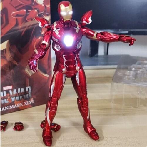 Hasbro Avengers Super Hero Iron Man Movable Joint Figurine Toys PVC MK46 LED Light Action Figure Model Toy Gift