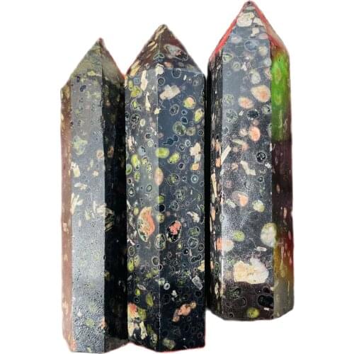 2.2LB natural plum blossom jade obelisk quartz crystal healing wand point