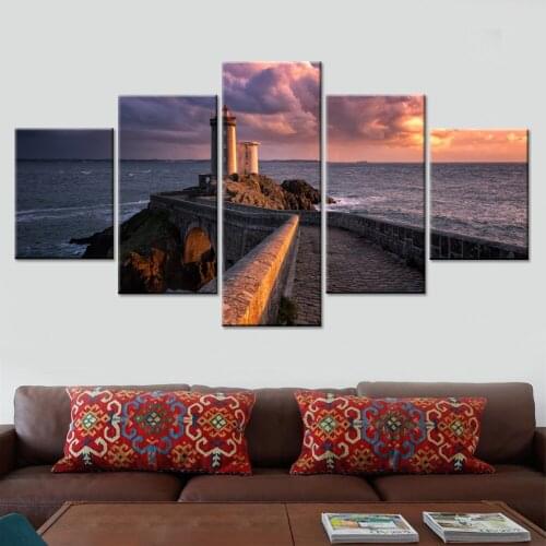 Canvas Framework Painting Modern Art Wall Hd Decoration Seashore Building Modular Living Home Room Pictures Print Poster