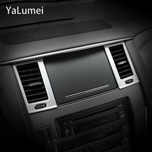 ABS Chrome Middle Interior Air Vents Decal Trim Outlet Decoration Frame Cover For Nissan Patrol Y62 2013-2017 2018 Accessories