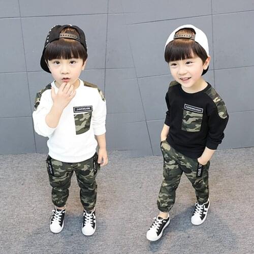 Camouflage Spring Autumn Childrens Clothes Set Boys Sweatshirts + Pants 2pcs/Set Kids School Beach Costume Teenage Girl Clothin