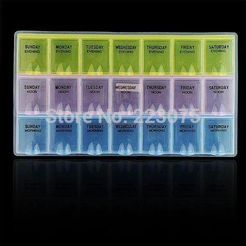 New Weekly Pills Holder Plastic Empty Beads Rhinestones Storage Case Box 21 Cells For Nail Art Tips Makeup Tools