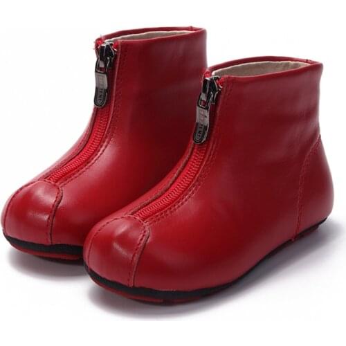 Newborn Baby Girls Leather Princess Boots Winter Toddler Girls Martin Boutique Shoes Kids Zipper Warm Boots Red Black Halloween