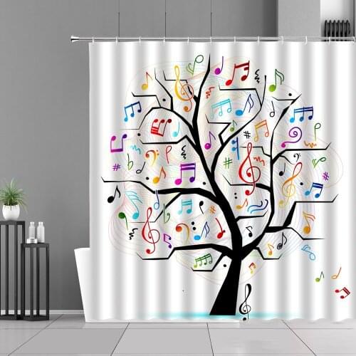 Creative Musical Charm Tree Shower Curtains Color Art Design Trees Bath Curtain Home Bathroom Wall Decor Cloth Waterproof Screen