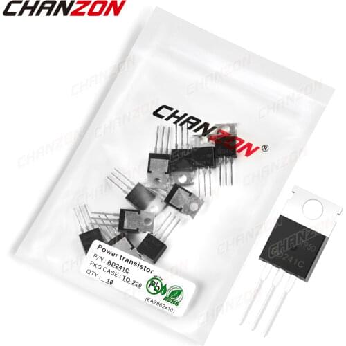 10Pcs BD241C TO-220 Power Transistor Bipolar Junction BJT Powerful Triode Tube Fets DIP 3A 115V Integrated Circuits