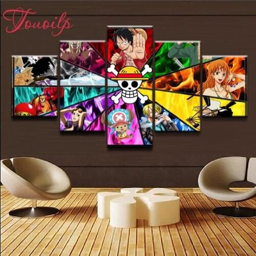 5D DIY Full Square&round 5pcs One Piece Character 5d Diamond Painting Combination diamond Embroidery Mosaic Home Decor painting