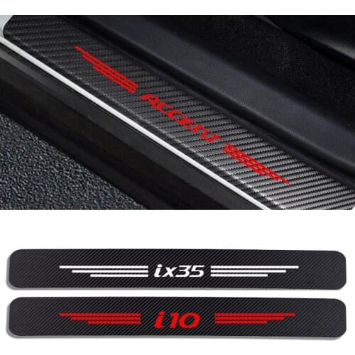 4PCS For Hyundai Elantra Accent Tucson i40 i30 i10 i20 Veloster IX35 IX20 Solaris Genesis GDi Car Door Sills Sticker Accessories