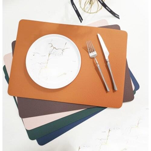 Nordic Double-side Two Color PU Leather Art Table Mat Drink Coasters Set Placemat Restaurant Home Kitchen Decoration Accessories