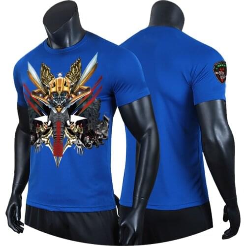 The new summer Transformers Bumblebee design mens athleisure T-shirt short sleeve robot print shirt