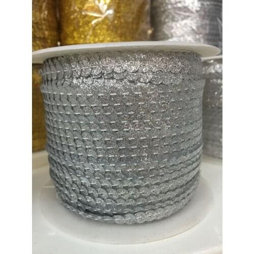 2017 New Design 100 Yards 6mm Silver Glitter Powder Coating Sequins Roll Trim, Sold per Packet of 1 Roll(100 Yards)-Silver