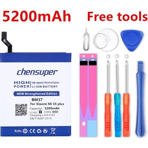 New High quality BM37 Real 5200mAh Battery For Xiaomi Mi 5S plus Mi5s plus