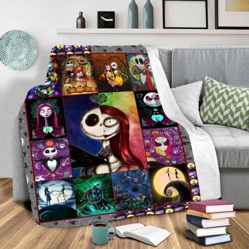 Luxury Skull The Nightmare Before Christmas Sherpa Blanket Plush Velvet Warm Sheet Cartoon Office Nap Blanket Family Home Decor