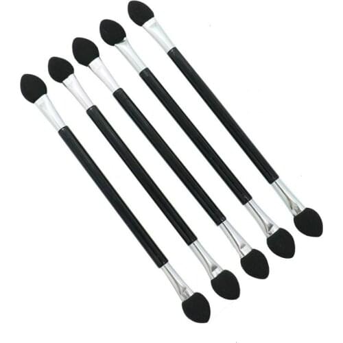 100PCS Disposable Eyeshadow Brush Dual Sides Sponge Tipped Oval Eyeshadow Applicators Eye Shadow Makeup Brushes - Black