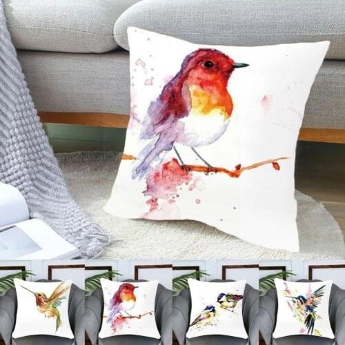45*45cm Single-sided Peach Skin Cartoon Bird Pillowcase Bed Room Sofa Living Home Decoration O7T7