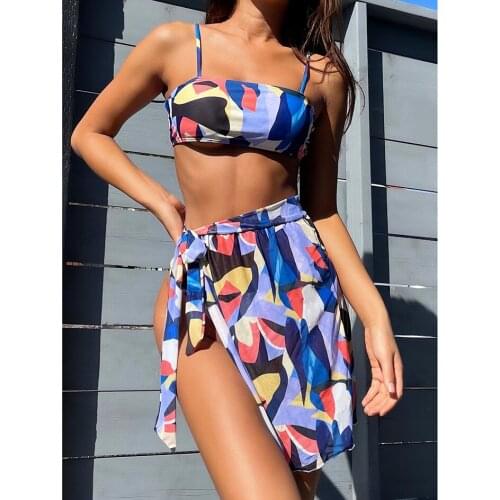 Sexy Bikini 2021 Swimsuit Women Swimwear Cover Up Bikinis Set 3 Piece Female Summer Beach Dress Wear Swimming for Bathing Suit