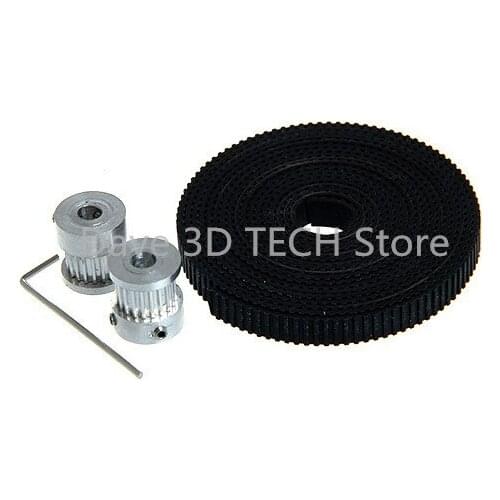 2Pcs 20 teeth GT2 Timing Pulley Bore 5mm +2m GT2 Timing Belt Width 5mm For Reprap 3D Printer Parts Accessories