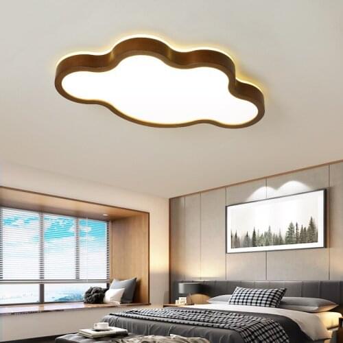 Modern Led Ceiling Lamp Cloud Shape Wooden Lights Minimalist Coffee colors For Living Room Bedroom Restaurant Study Office