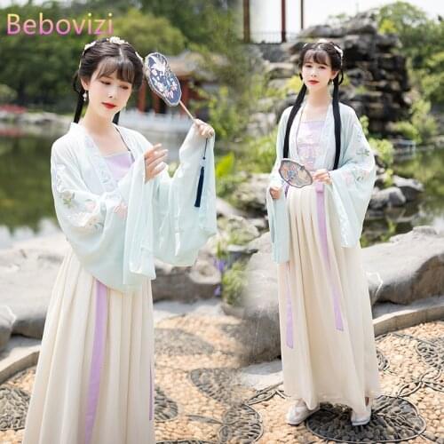2021 Embroidery Ming Tang Dynasty Traditional Chinese Clothing Elegant Costume Hanfu Robe Fairy Dress Carnival Outfits for Women