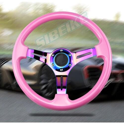 Universal Racing Auto Steering Wheel with Horn Button Flat Dish Modified Steering Wheel