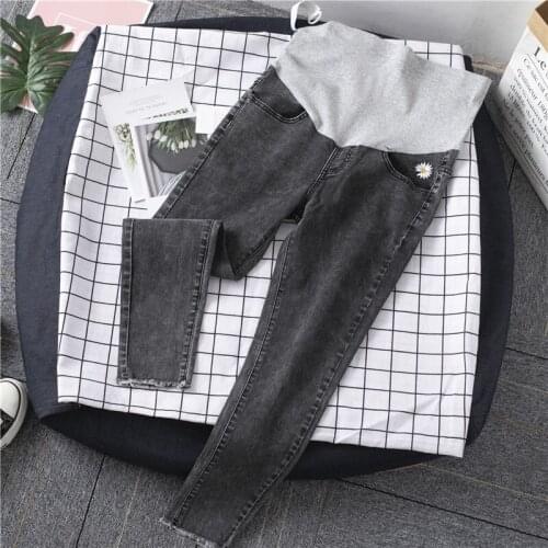 1835# Maternity pants Spring Autumn Slimming Maternity Jeans Belly Support Pants Elastic Waist Maternity Trousers