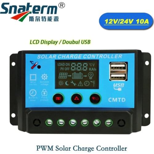 High Quality 10A 20A 12V/24V LCD Solar Charge Controller with Auto Regulator Timer for Solar Panel Battery Lamp LED Lighting