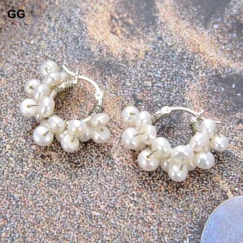 GuaiGuai Jewelry Natural 4MM White Pearl Earrings 925 Silver Lever Back