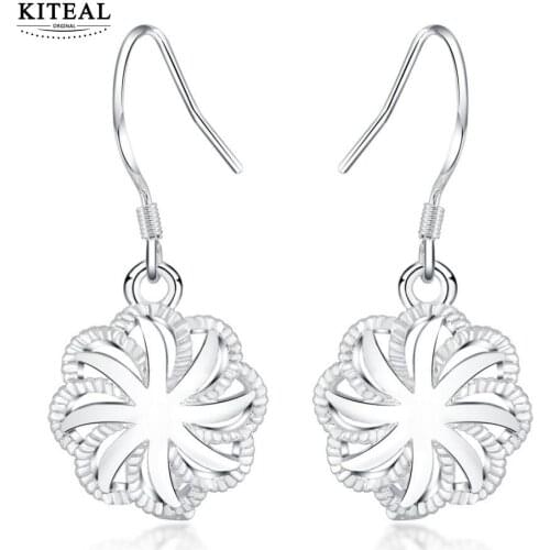 KITEAL Newest Fashion Vintage Silver Plated Earring Flower Of Life Women Personality Earing Summer Jewelry