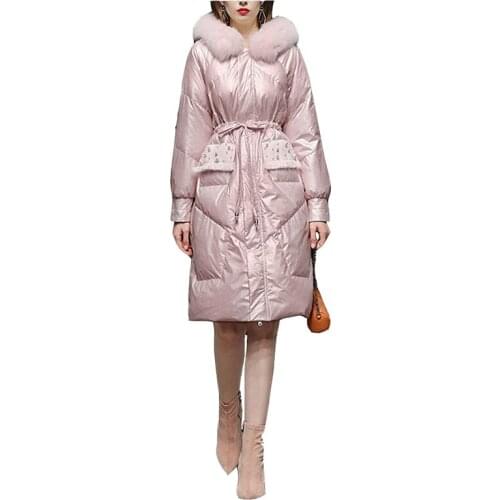 Fox Fur Collar Coat 2021 New Fashion Elegant Women Down Jacket Winter Warm Hooded High-Quality Thicken Women DownJacket NBH233