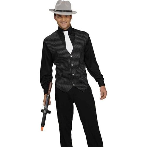 Mens Gangster Vest Costume V Neck Sleeveless Waistcoat Men New Vertical Striped Suit Vest Slim Fit Wedding Business