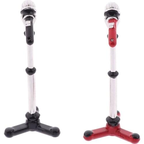 1:12 Scale Doll House Cute Mini Metal Microphone Model Dollhouse Miniature Furniture Accessories