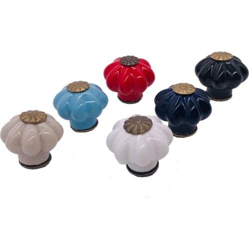 1Pc 25mm Shabby CHic Handle Ceramic Knobs Small Pumpkin Dresser Knob Drawer Cabinet Handle Kitchen Door Knobs Furniture Hardware