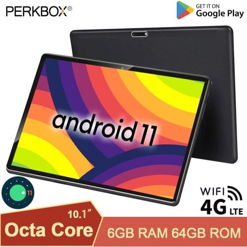 Perkbox 10 Inch Tablet Android 10.0 OS, Octa Core CPU, 6GB RAM 64GB ROM, Phone Call, Dual 4G LTE, WiFi, Bluetooth, GPS, Type C