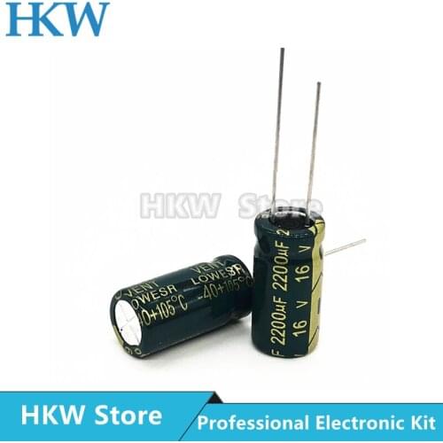 10pcs/lot 2200UF 16V 10*20mm High Frequency Low ESR / Impedance Aluminum Electrolytic Capacitor 2200uf16V 10X20 20