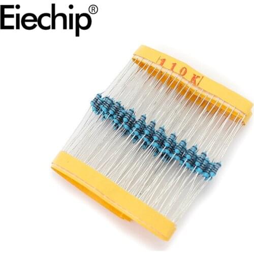 100pcs/lot 1/4W 1% Metal film resistor 0.25W resistance 110K ohm Throught Hole