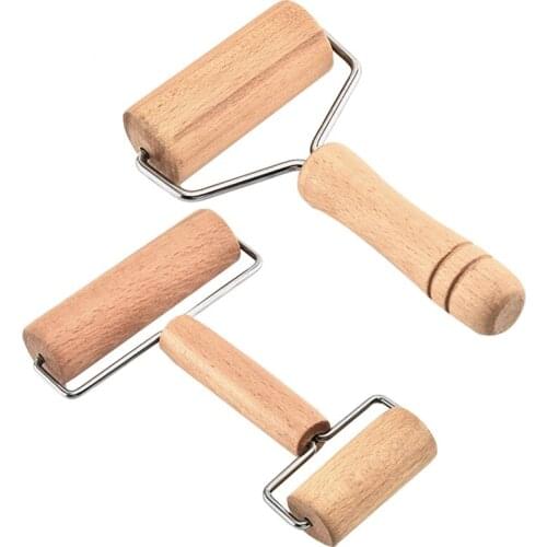 2 Pcs Wooden Pastry Roller,Dough Rolling Pins Handheld Baking Tools For Pastry Pizza Tortilla Tarts(H-Shaped&T-Shaped)