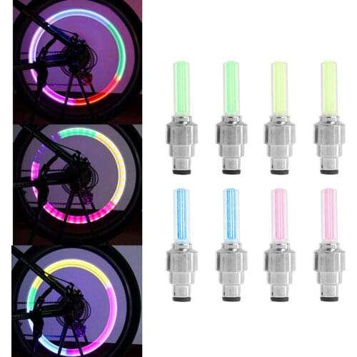2Pcs Bike Lights Bicycle Tyre Tire Valve Cap Wheel Spokes LED Light 4 Color