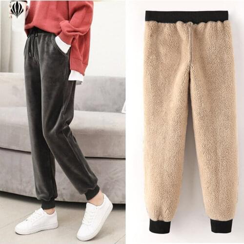 2020 new womens gold velvet track pants Cashmere thick warm students loose comfortable stretch high waist harem casual pants