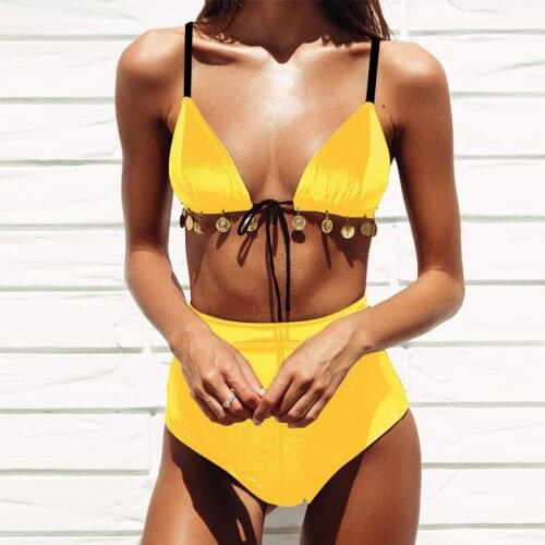 2021 Summer Luxury Two Piece Tassel Bikini Set Backless Halter Swimwear Solid Color Velet Swimsuit Soft Fabric Beachwear