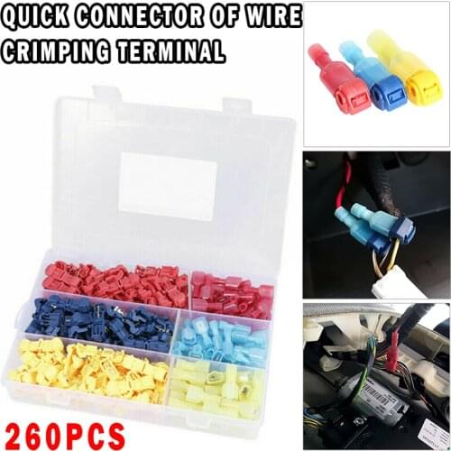 260pcs T-Tap Wire Crimp Terminal Kit Quick Splice Cable Butt Connectors Set Self-Stripping Splice Electrical Wire Terminals Tool