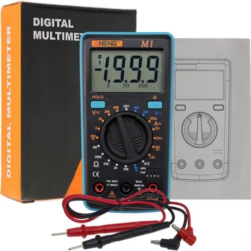 3Colors Multimetro digital profesional AC/DC Voltage Ammeter Current Ohm tester backlight Digital Multimeter battery Notincluded