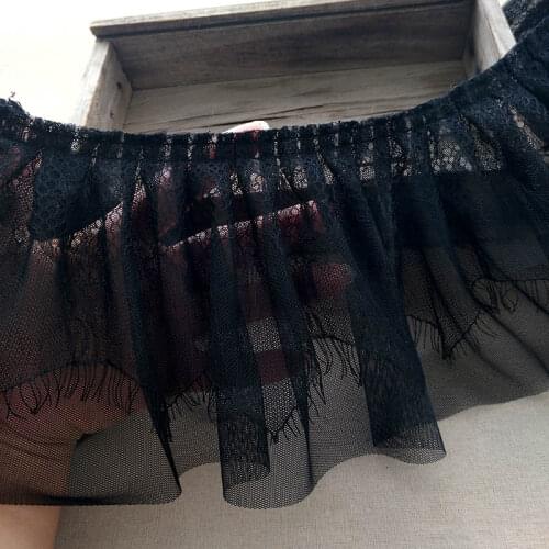 5Meters Ruffled Lace Trim Ribbon Fold Black White Eyelash Collar Pleated Fabric DIY Dress Sewing Tassel Fringe Hem Decor