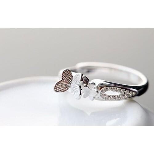 925 Sterling Silver Butterfly Ring Opening